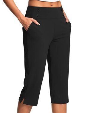NWOT  18" Capri Pants for Women High Waist Stretch Small Black  Golf Capri